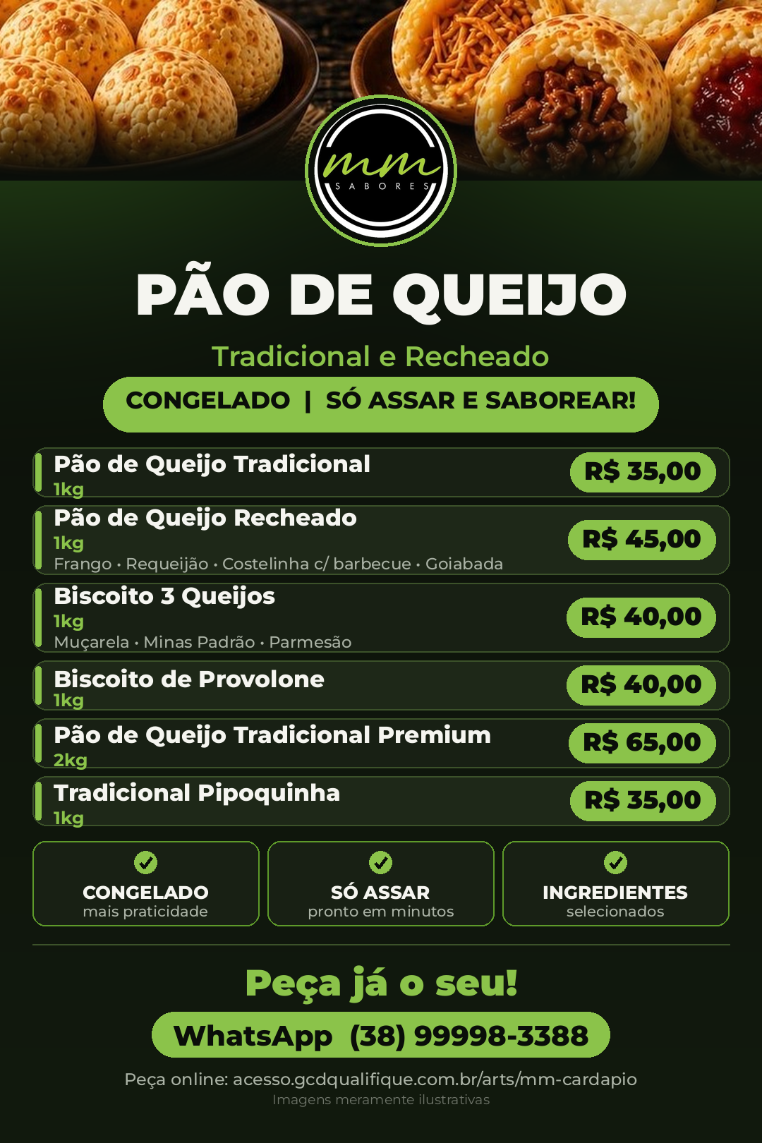 Tabela de preços MM Sabores